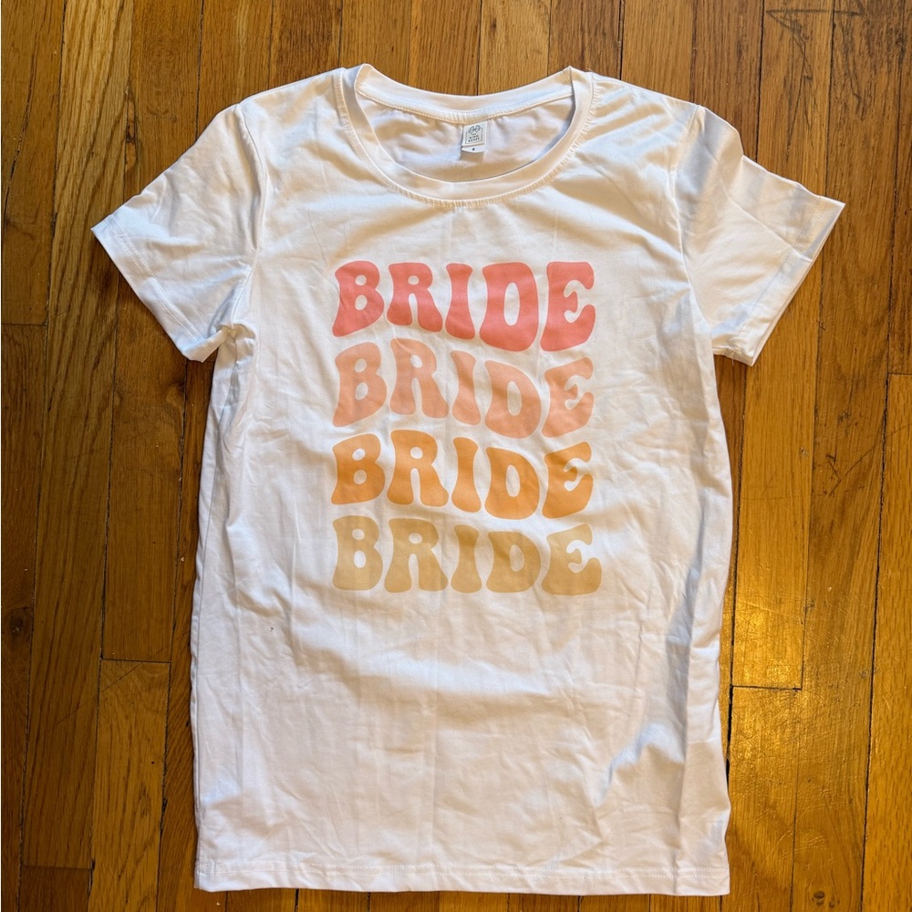 White 'BRIDE' Gradient Graphic Tee